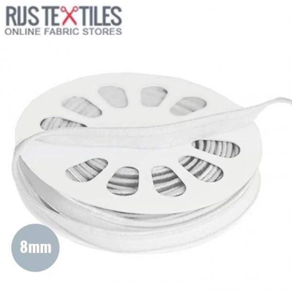 elastisches Glanz-Paspelband Breite 8 mm Weiß